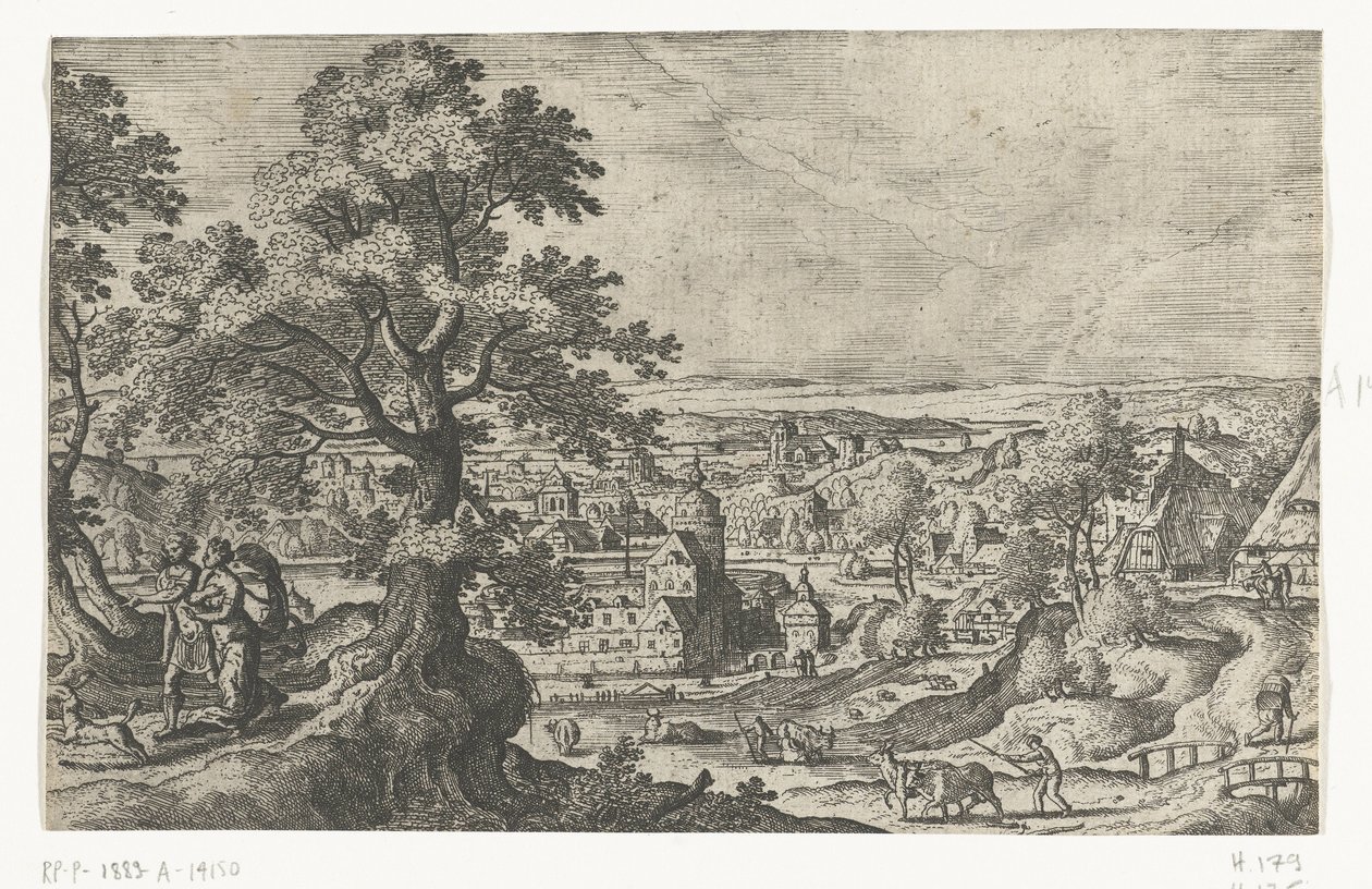 Apollo Walking with a Young Woman (Landscapes with Mythological and Biblical Representations) by Anonymous