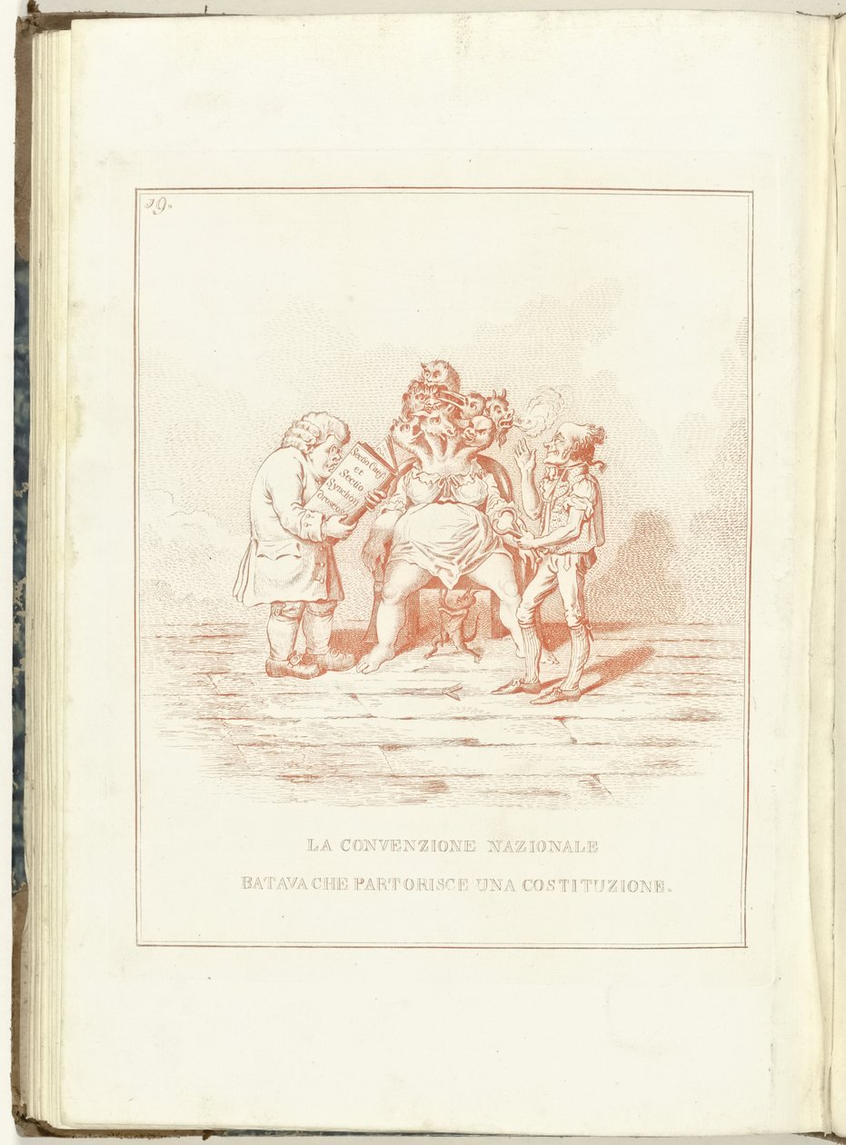 Birth Pangs of the National Convention, 1795 (title on object: La Convenzione Nazionale Batava che Partorisce una Costituzione) (series titles: Hollandia Regenerata (Italian copy), La rigenerazione dell
