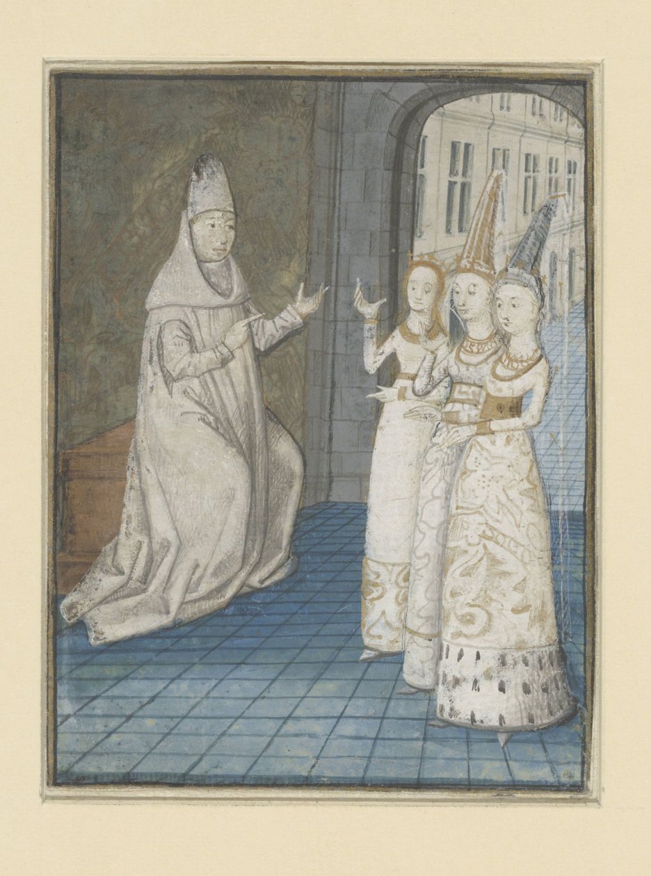 Boccaccio Receives Three Women (The Fates of Noble Men and Women) by Anonymous
