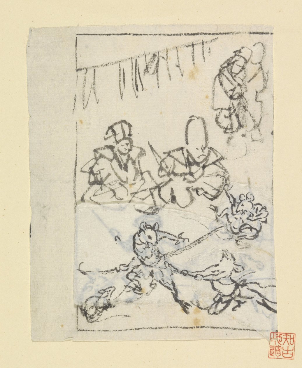 Daikoku and Fukurokuju Watching a Mouse Fight by Anonymous