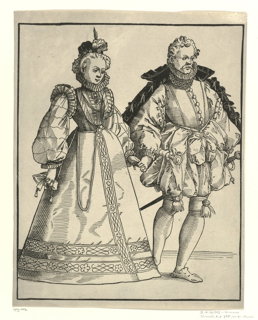 Dancing Nobleman and Woman in German Court Dress by Anonymous