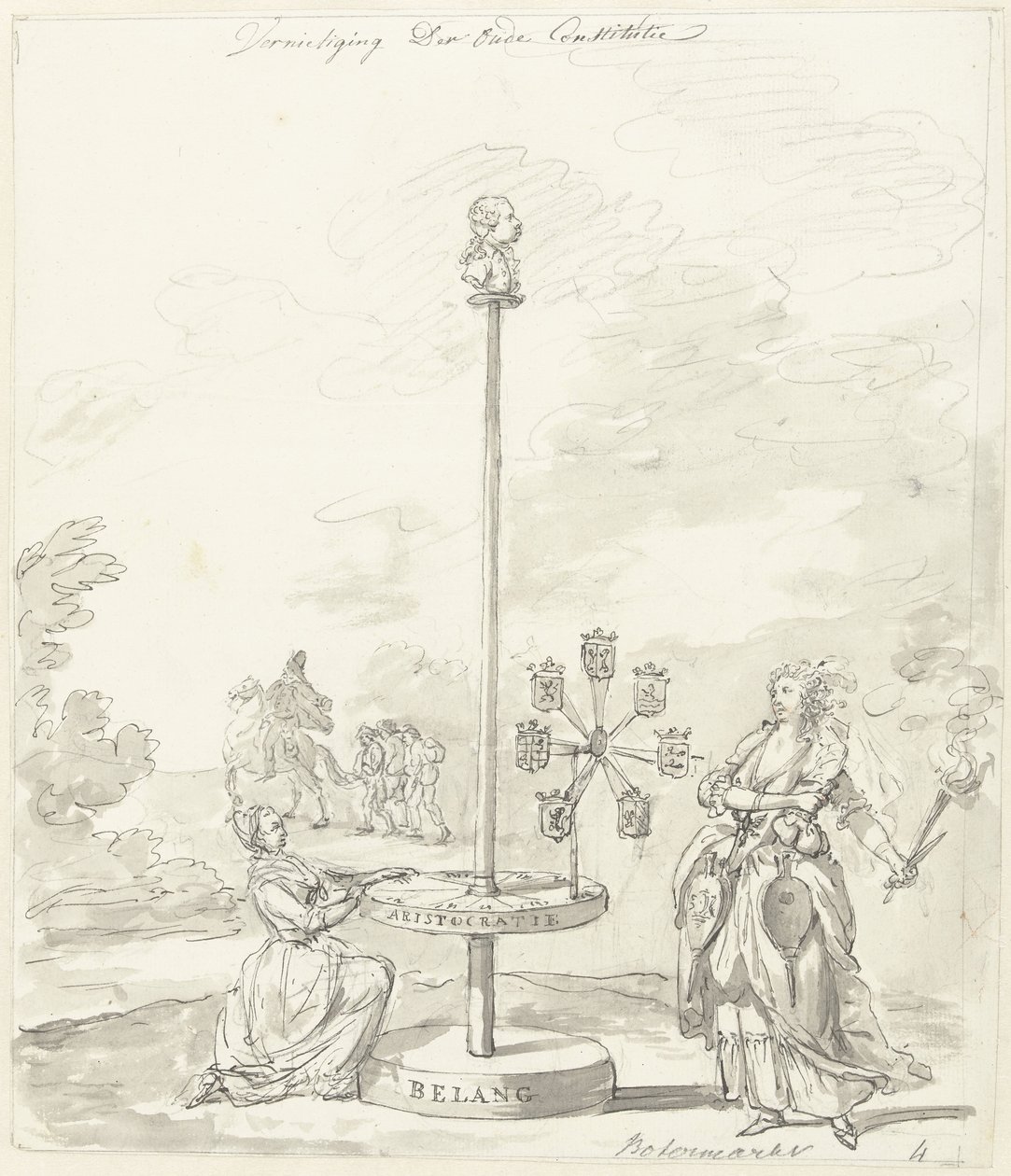 The Destruction of the Old Constitution, Decoration at the Botermarkt, 1795 by Anonymous