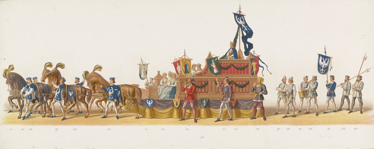 Delft Procession of 1873 (Eighth Plate) (Costumed Procession Held by Members of the Delft Student Corps on July 8, 1873, Representing: The Entry of Charles of Egmond, Duke of Guelders, Count of Zutphen, into Arnhem in 1492) by Anonymous