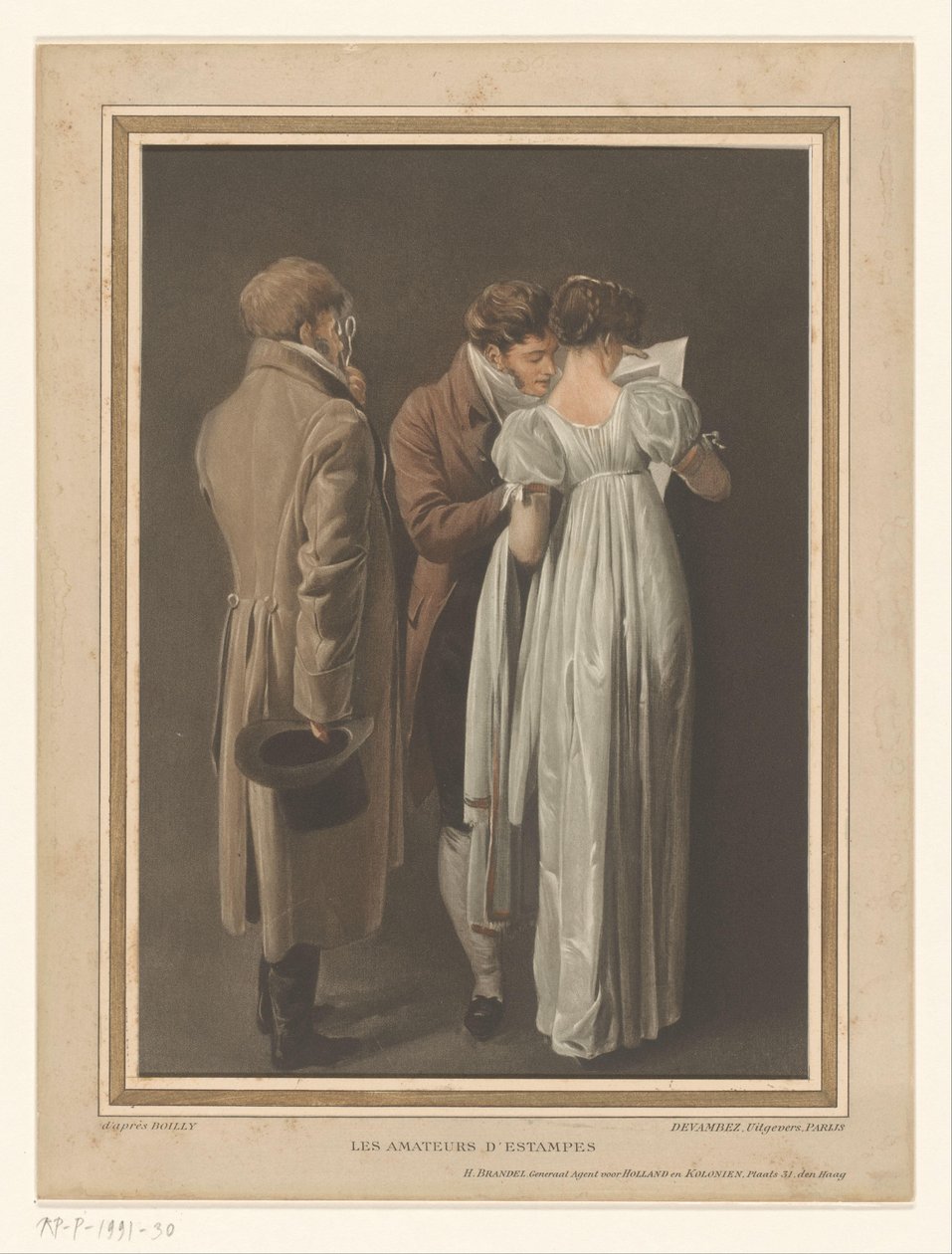 Three Visitors Viewing a Print (Les Amateurs d