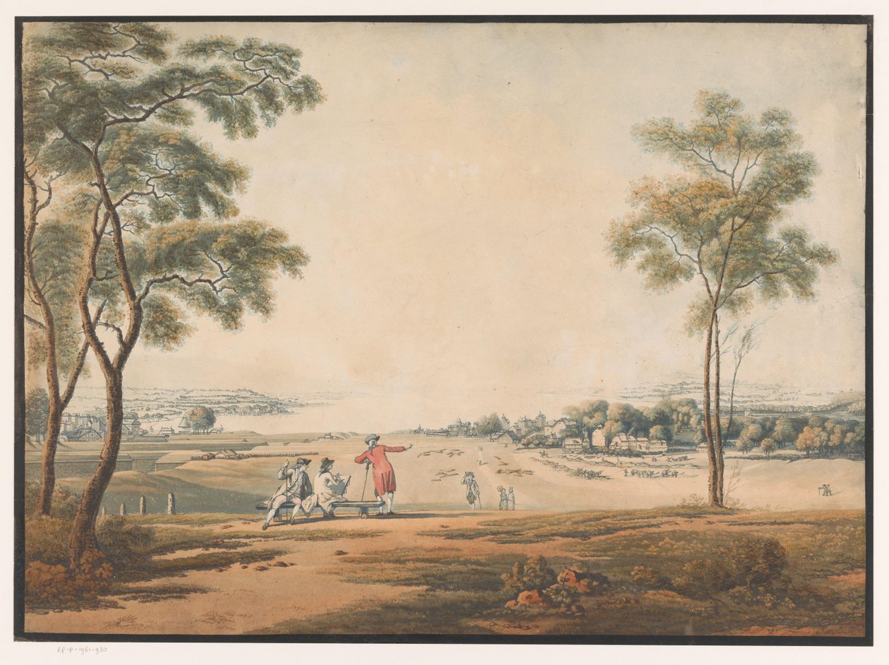 Three Figures Looking Out Over a Landscape with Tin Mine by Anonymous