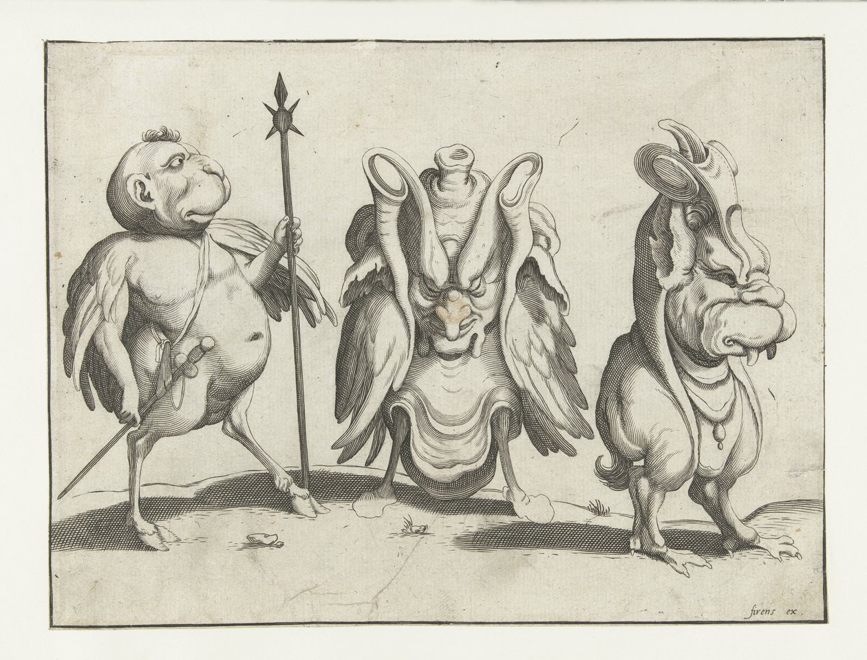 Three Monsters (Grotesque Figures Surrounded by a Frame Line) by Anonymous