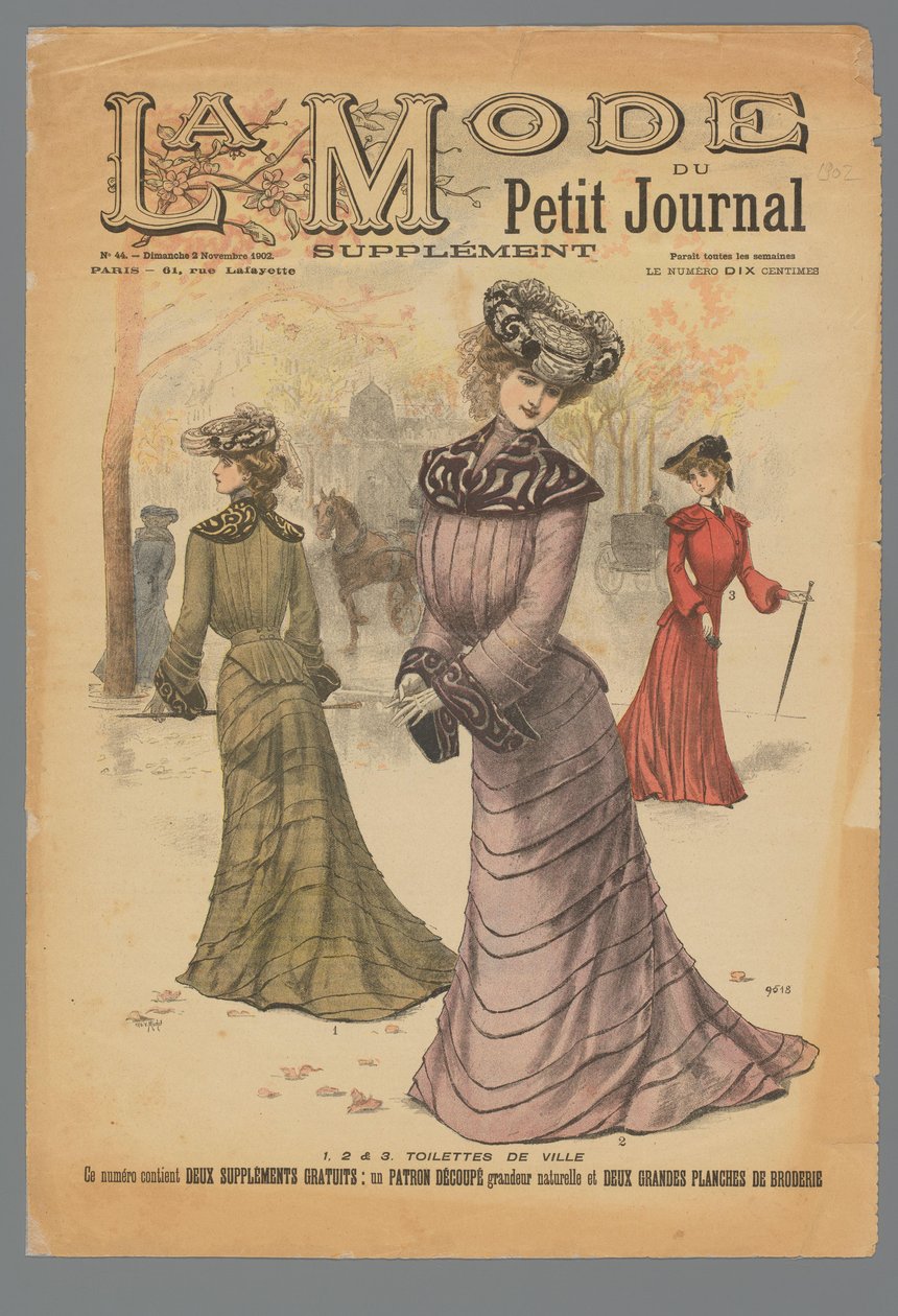 Three Women in City Dresses in Paris by Anonymous