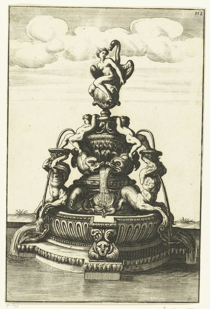 Fountain with Leda and the Swan Architectura Curiosa Nova (series title) by Anonymous