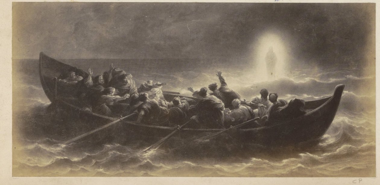 Photoreproduction of a print of apostles seeing Christ walking on water by Anonymous