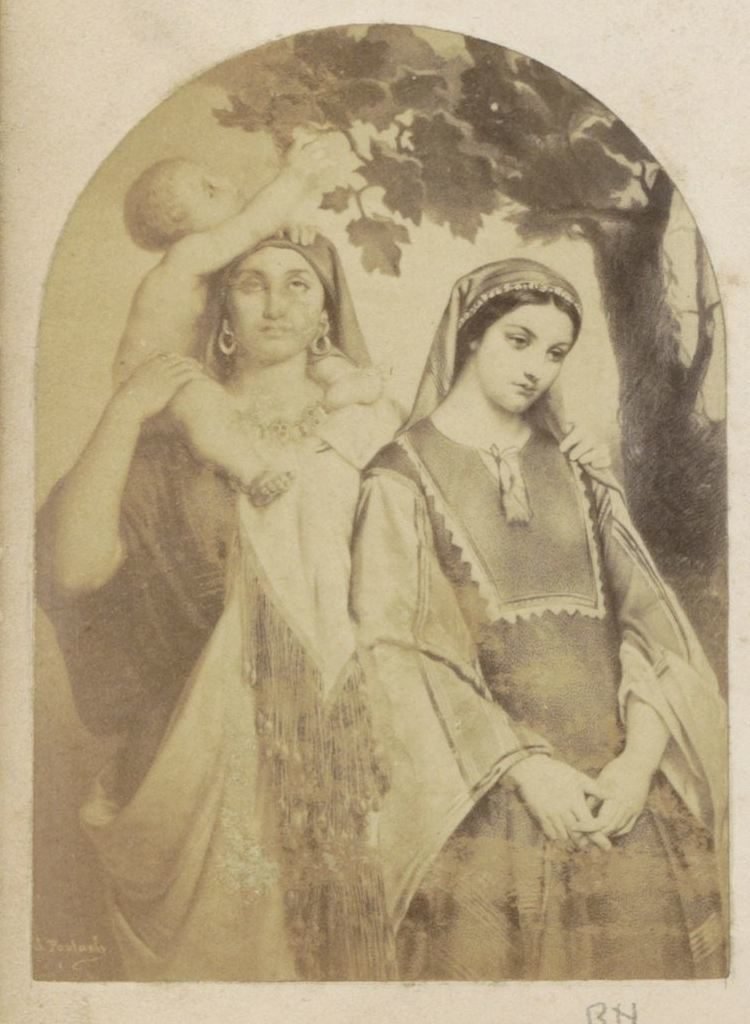Photoreproduction of (presumably) a drawing of Mary, Jesus, and Elizabeth by Anonymous