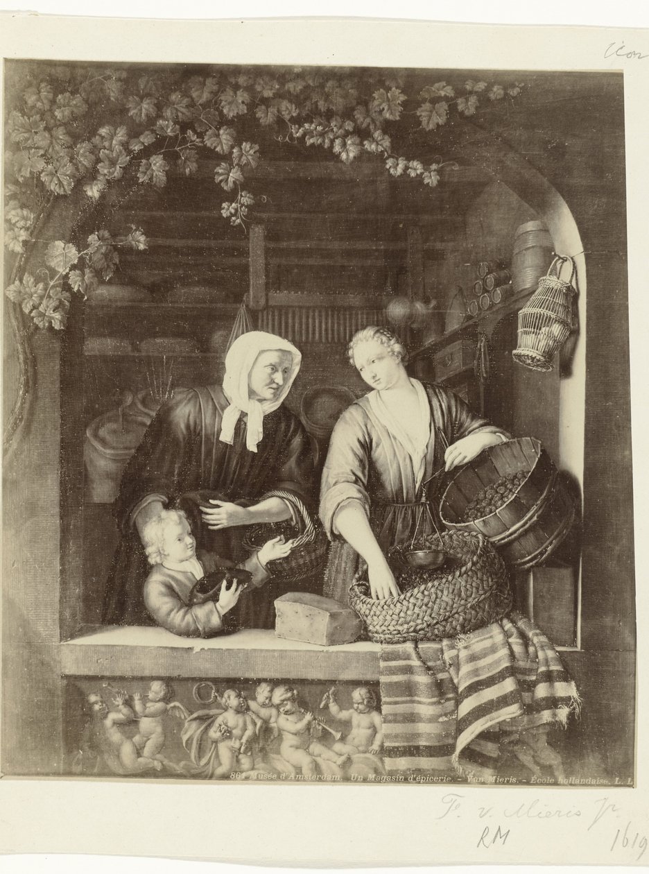 Photoreproduction of the Painting The Grocer by Frans van Mieris II by Anonymous
