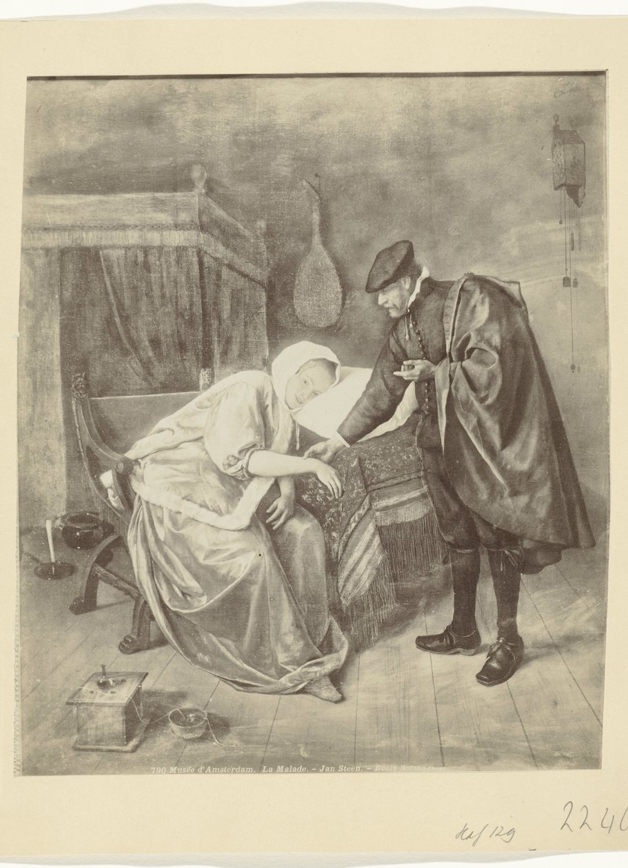 Photoreproduction of the painting The Sick Woman by Jan Steen by Anonymous