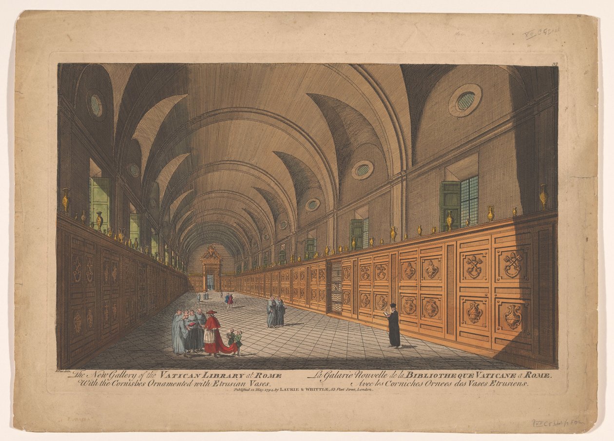 Gallery in the Vatican Library, The New Gallery of the Vatican Library at Rome / La Galarie Nouvelle de la Bibliotheque Vaticane a Rome (title on object) by Anonymous