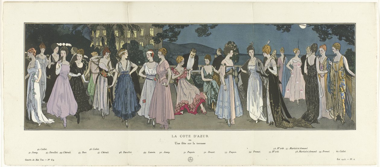 Gazette du Bon Ton, 1915 - No. 8-9: The French Riviera or A Party on the Terrace by Anonymous