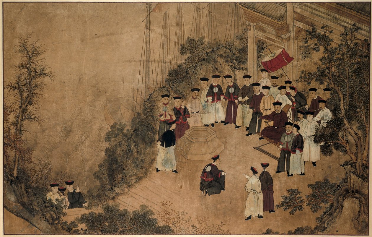 General Shi Lang with a group of dignitaries at a well by the sea by Anonymous