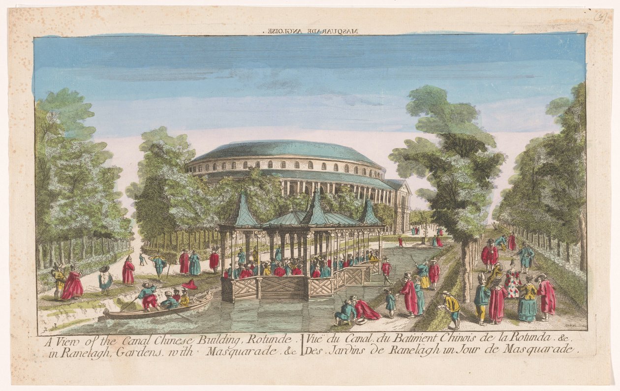 View of the Rotunda and the Chinese Pavilion on the Canal in Ranelagh Gardens, London, with a Masquerade by Anonymous