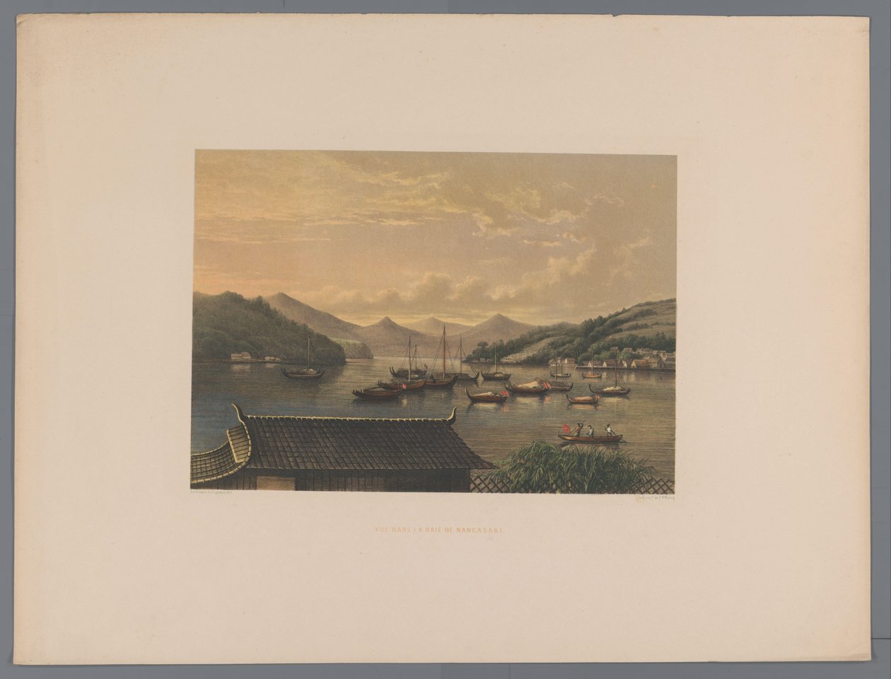 View of the Bay of Nagasaki (View in the Bay of Nagasaki) (Souvenir of Japan Views from Nature with Text by Count de Lijnden) by Anonymous