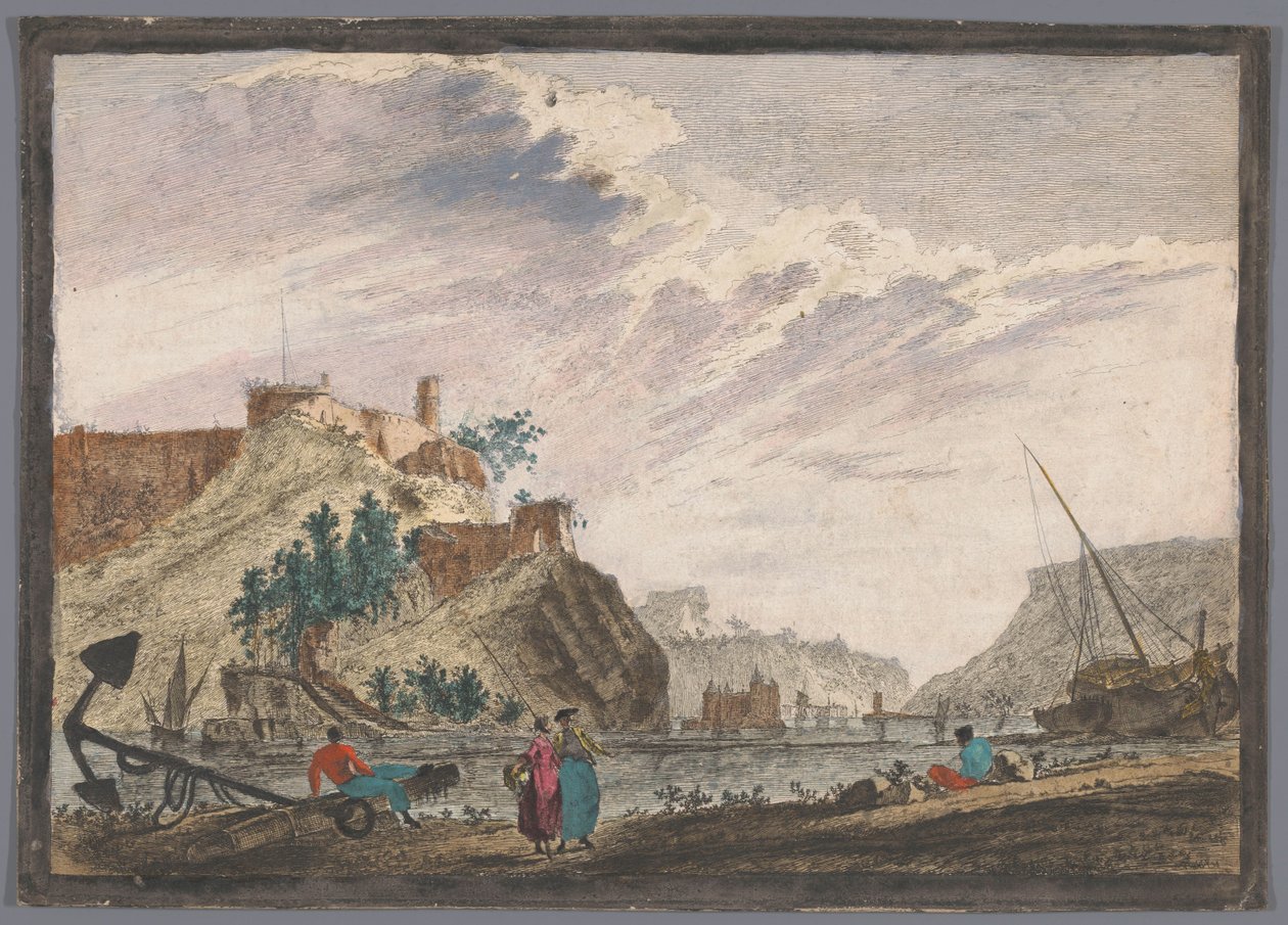View of a Harbor with Rocks by Anonymous
