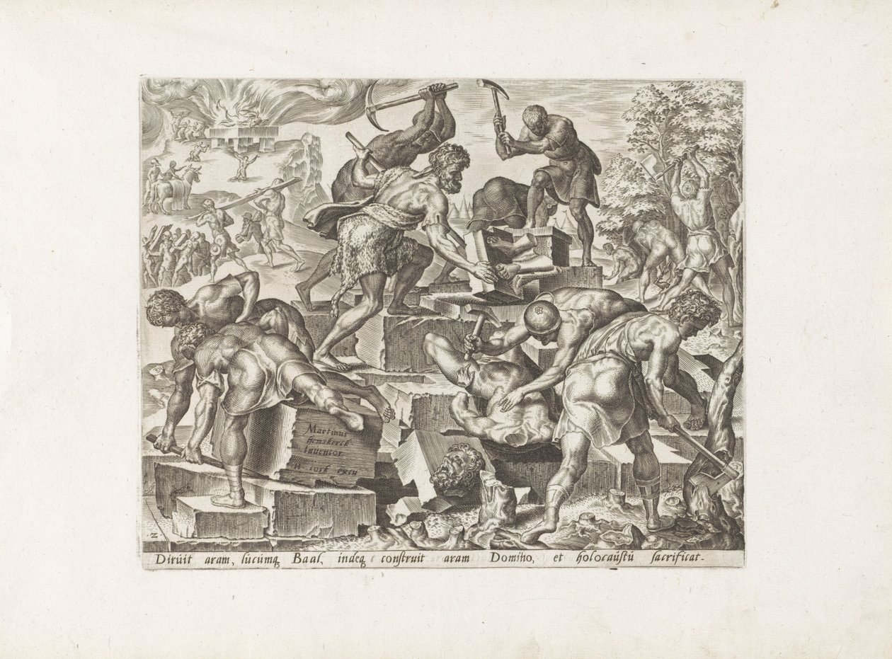 Gideon Destroys the Altar of Baal (series title) by Anonymous