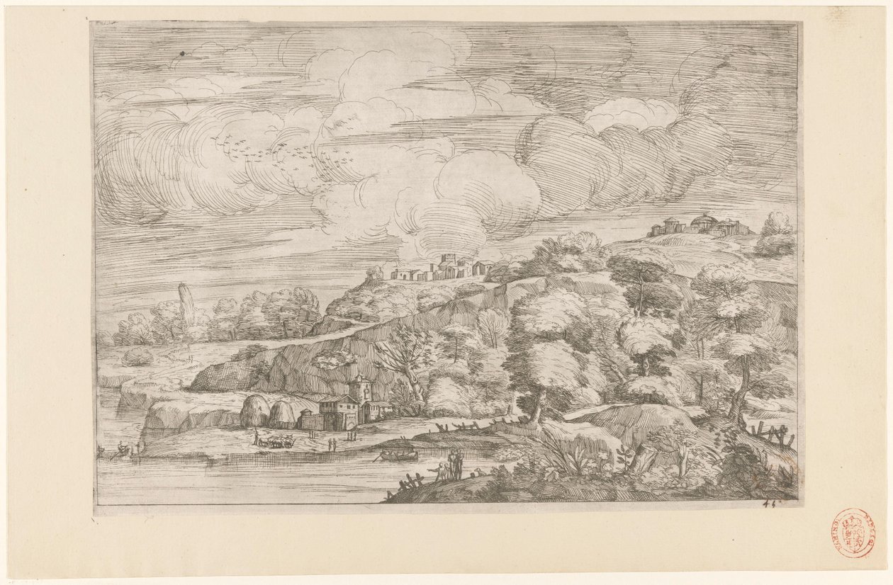 Hill Landscape by a River by Anonymous