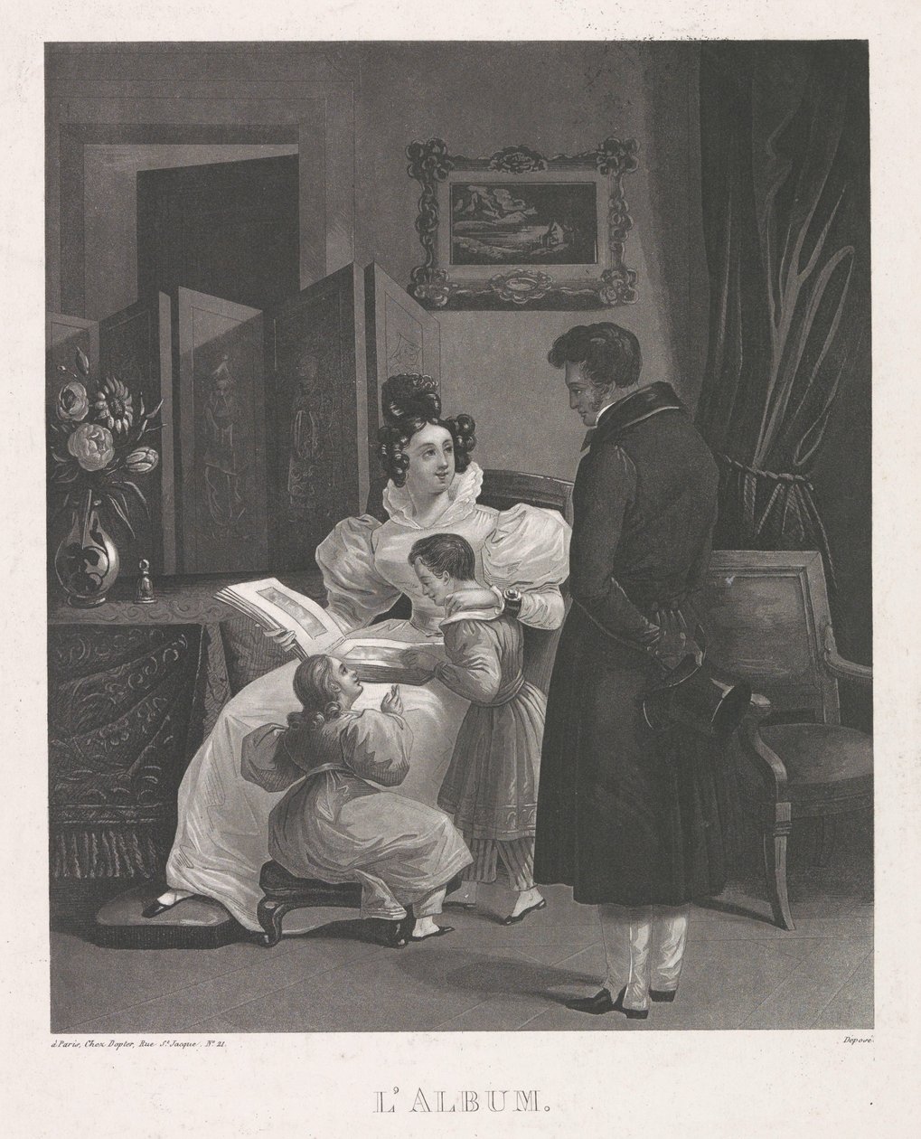 Interior with a Family Looking at a Print Album by Anonymous