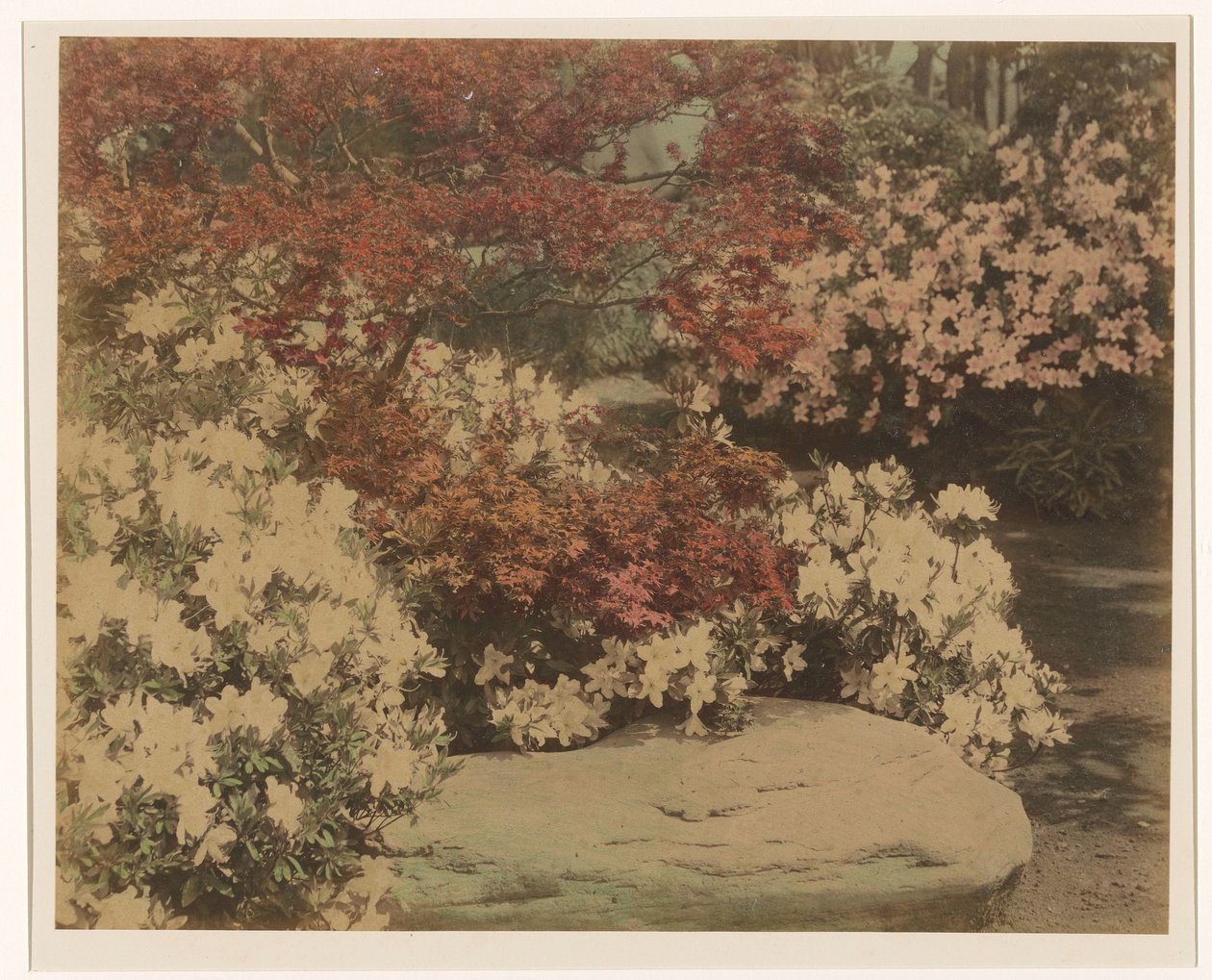 Japanese Garden with Flowers by Anonymous