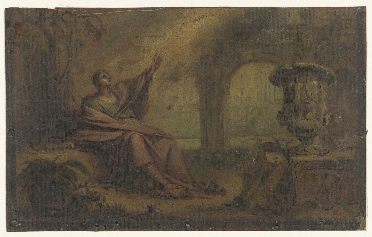 John on Patmos (?) by Anonymous