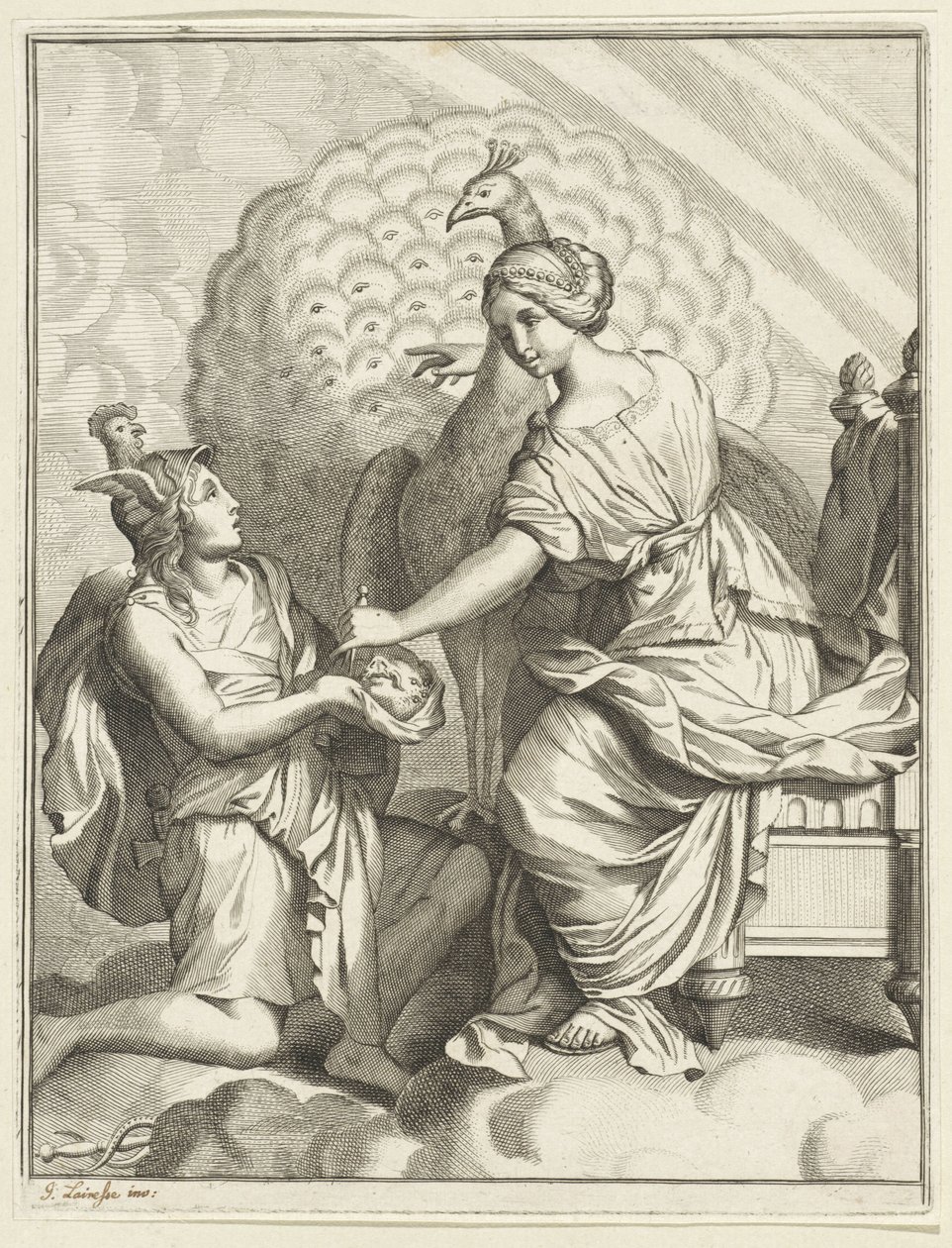 Juno Places the Eyes of Argus in the Tail of Her Peacock by Anonymous