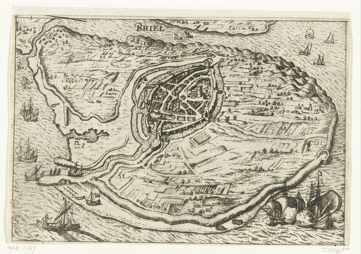 Map of the Island of Voorne and Plan of Brielle, 1572 by Anonymous