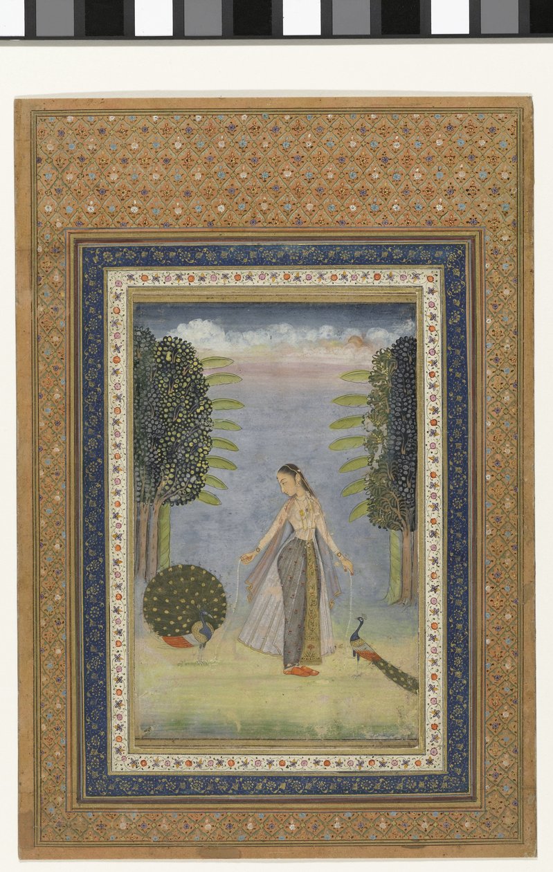 Kakubha Ragini: a Forlorn Lady Walking Amongst Peacocks by Anonymous