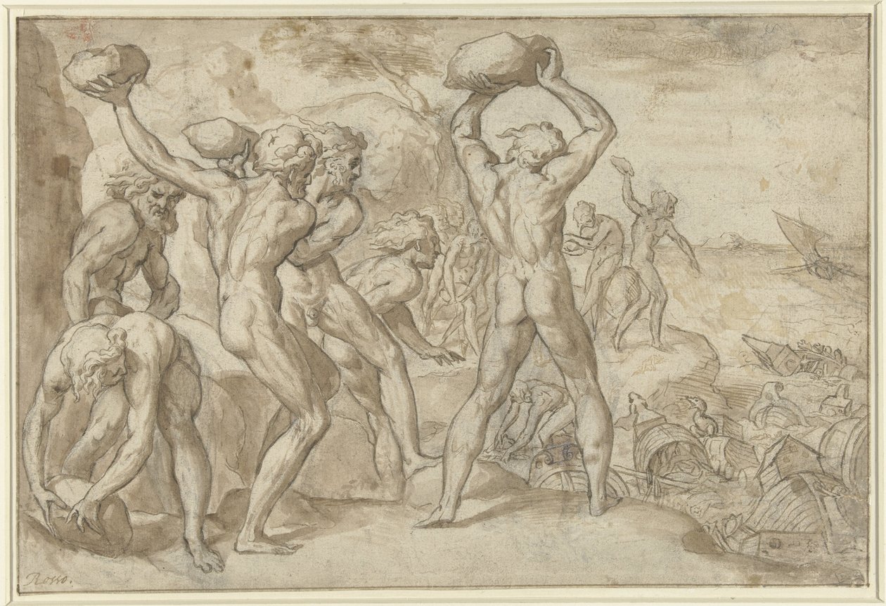 Laestrygonians Crushing the Fleet of Odysseus with Heavy Stones by Anonymous