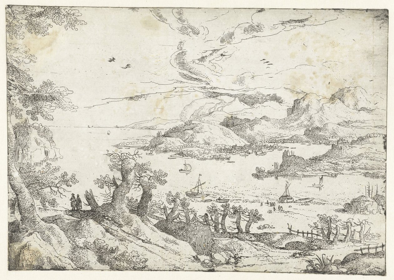 Landscape with Wide River Between Hills by Anonymous