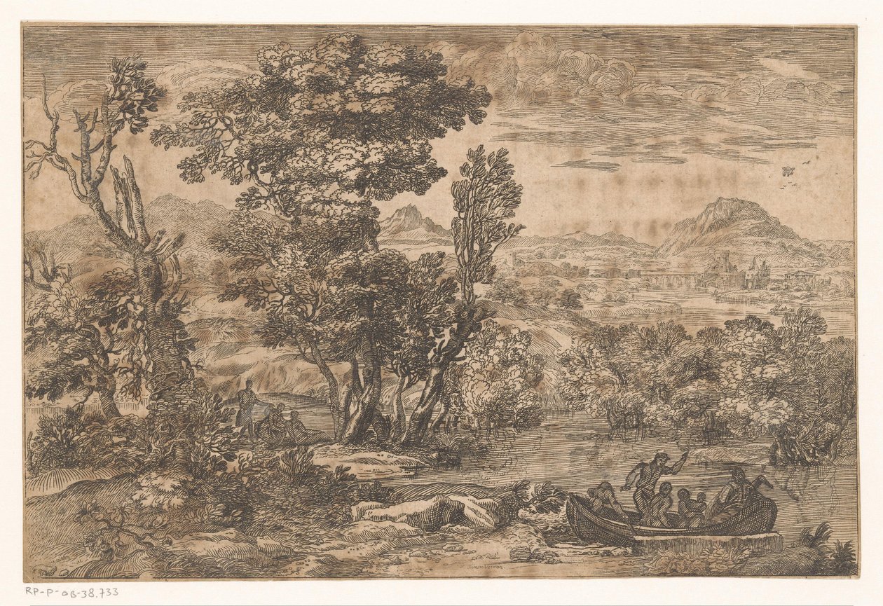 Landscape with a Boat on a River by Anonymous