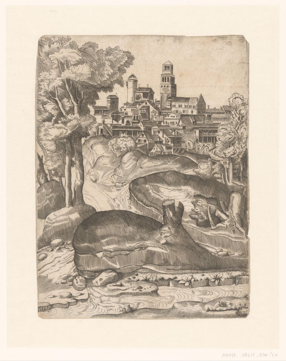 Landscape with a River and a City on a Hill by Anonymous
