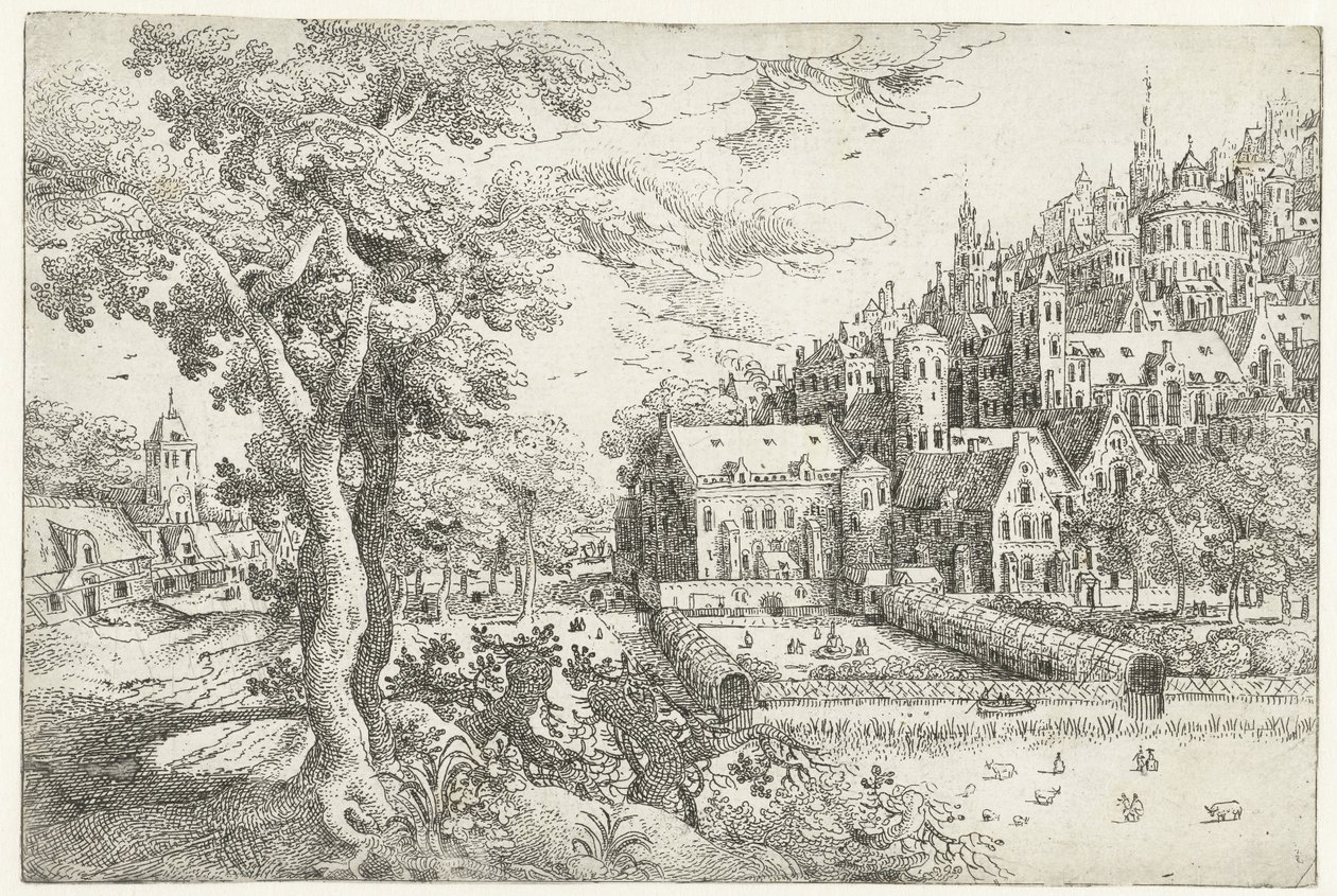 Landscape with City Against a Hill by Anonymous