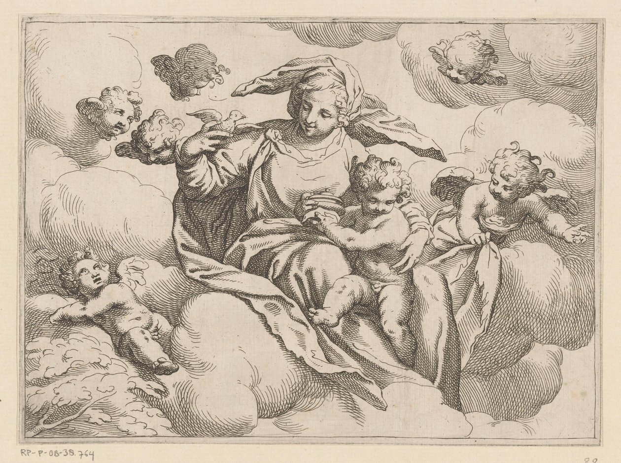 Mary with Child and a Dove by Anonymous