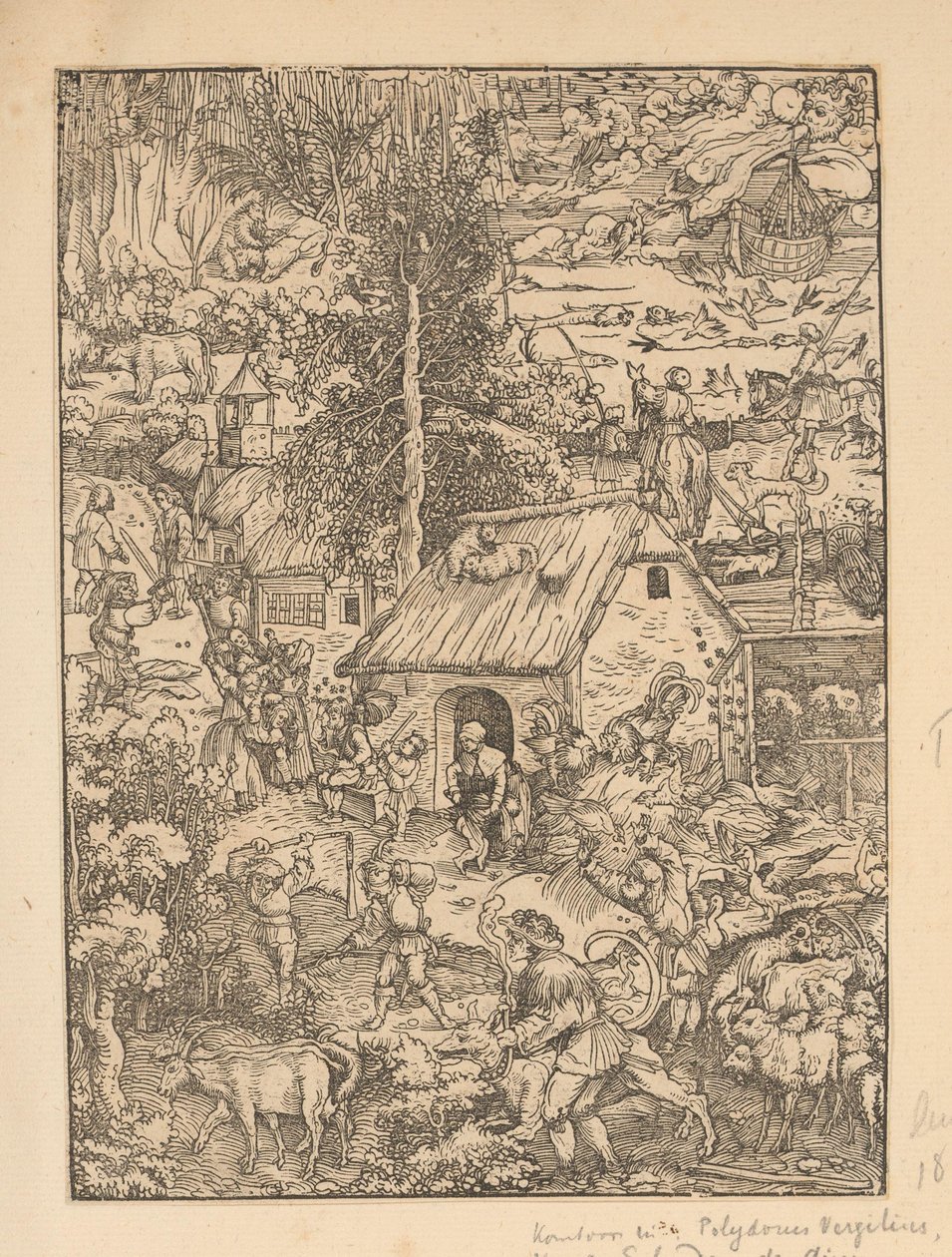 Kingdom of People and Animals Around a House by Anonymous