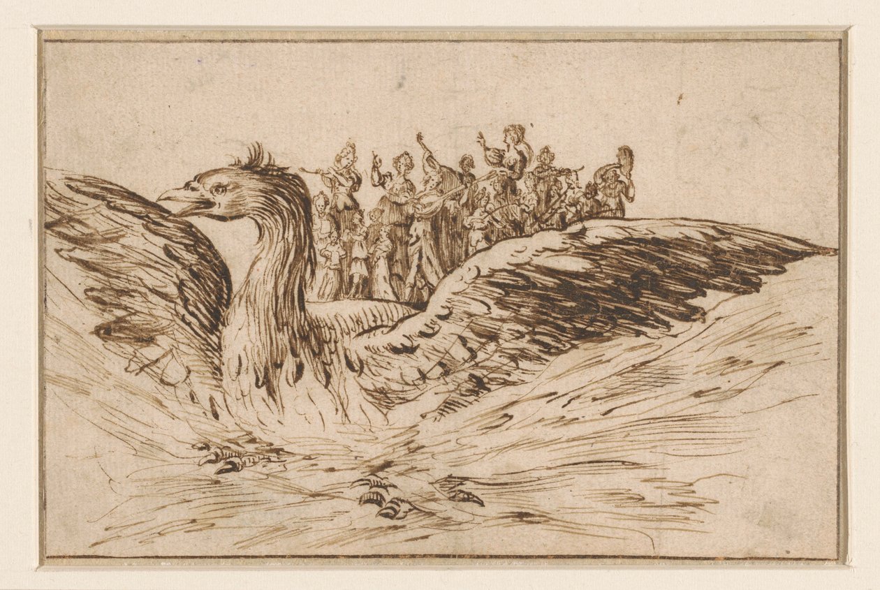 Musicians on the Back of a Large Bird by Anonymous