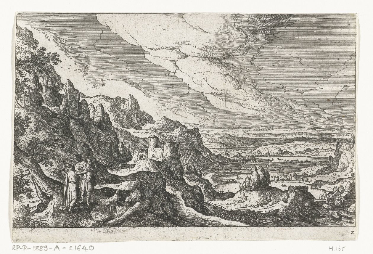 Meeting on the Road, Landscapes with Mythological and Biblical Scenes (series title) by Anonymous