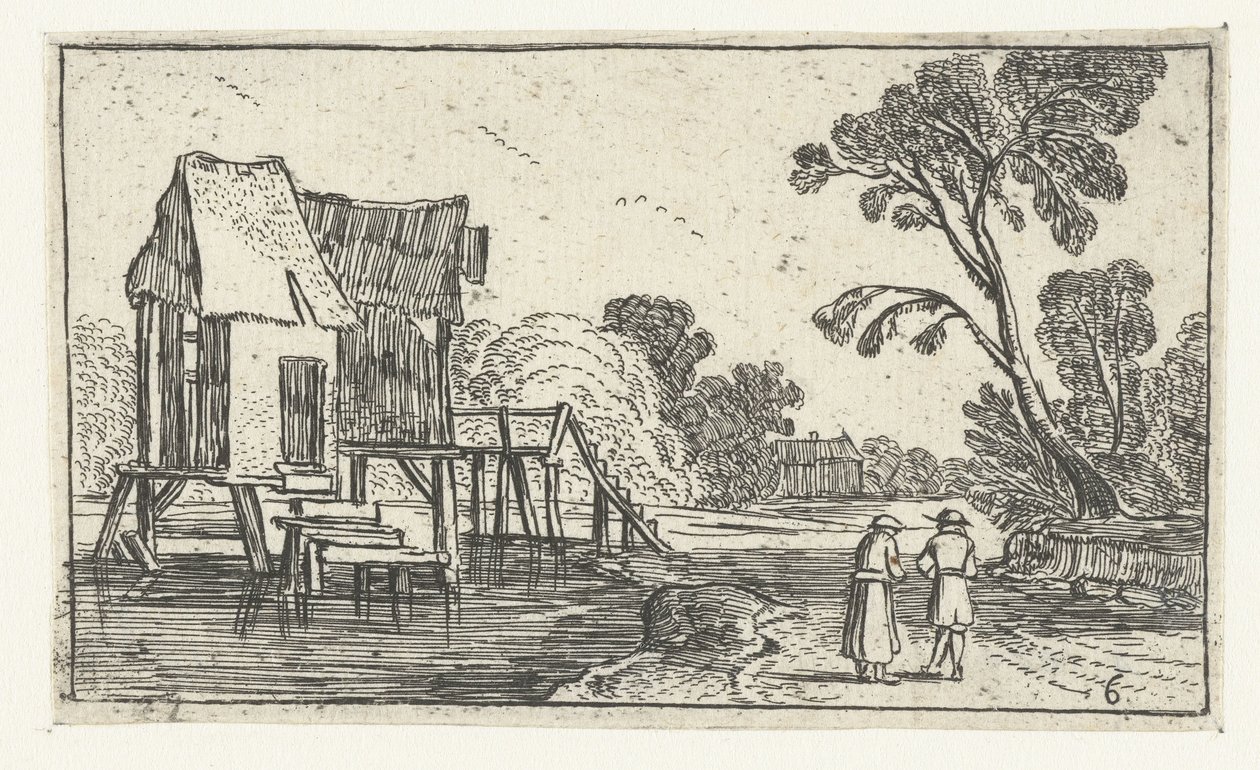 Path Along a River with Buildings on Stilts (Landscapes After Esaias van de Velde) by Anonymous