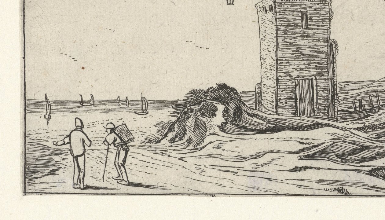 Path Along a Lighthouse by the Beach (Landscapes After Esaias van de Velde) by Anonymous