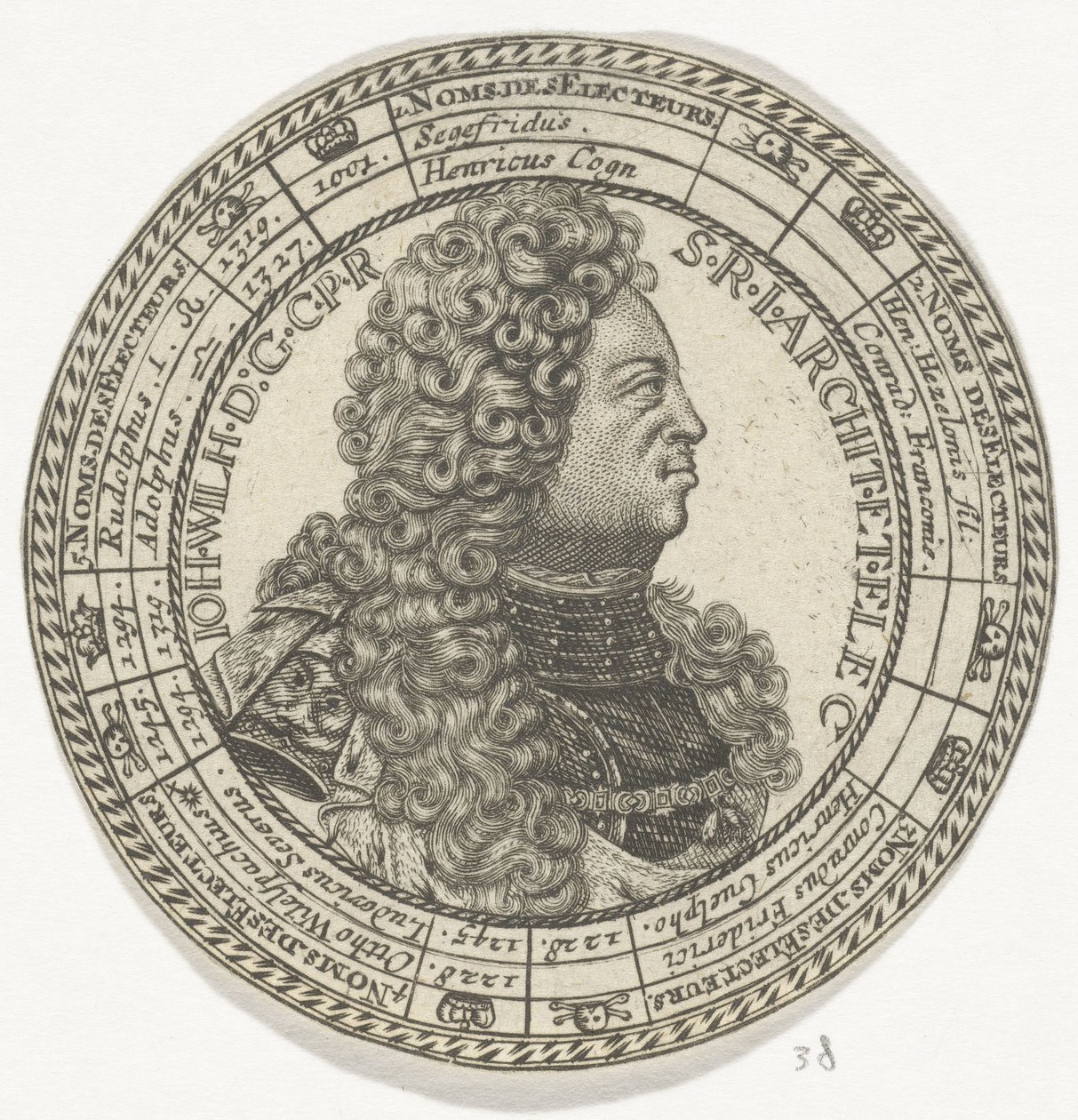 Medal with the Portrait of Johann Wilhelm and the Names of the Electors of the Palatinate by Anonymous