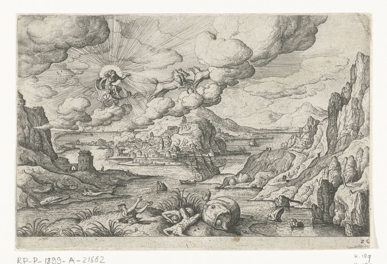Phaethon Driving the Chariot of the Sun, Landscapes with Mythological and Biblical Scenes (series title) by Anonymous