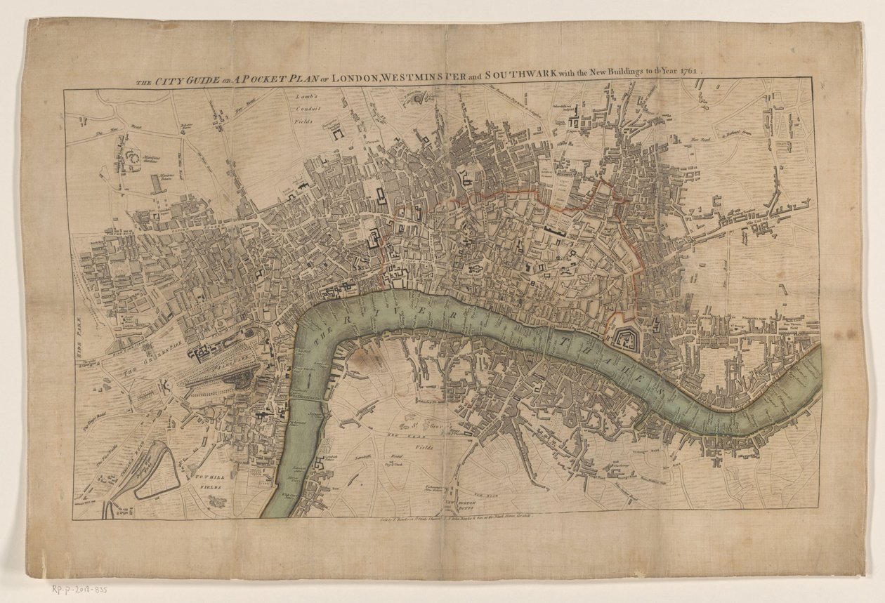 Map of London, 1761 (The City Guide or a Pocket Plan of London, Westminster and Southwark with the New Buildings to the Year 1761) by Anonymous