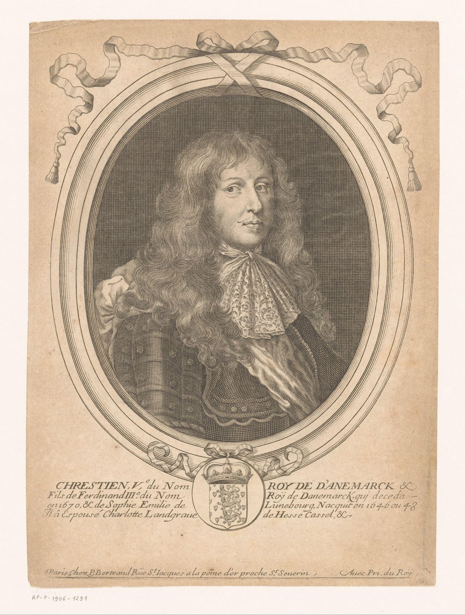 Portrait of King Christian V of Denmark by Anonymous