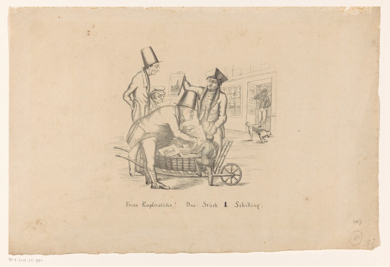 Print Seller Selling Prints from a Wheelbarrow by Anonymous