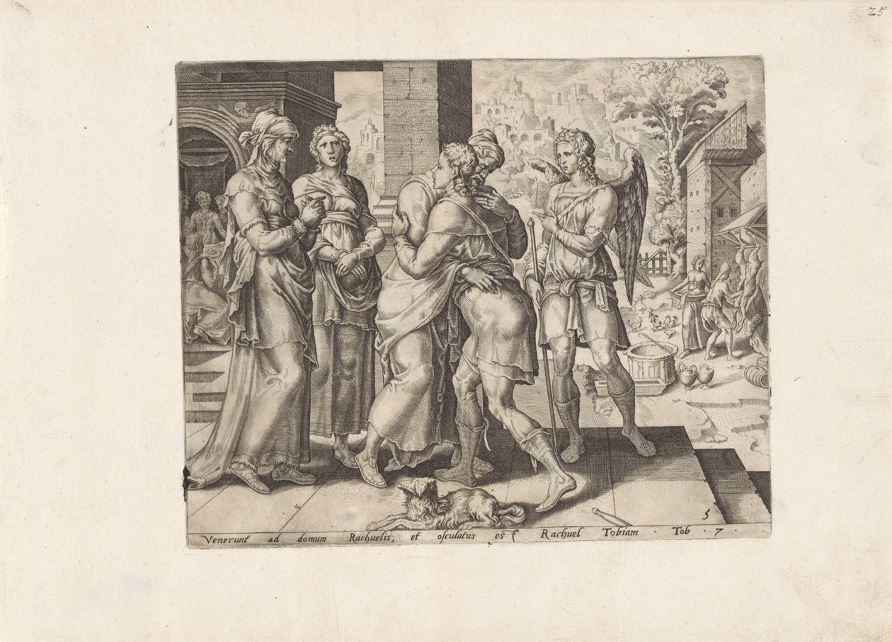 Raguel Welcomes Tobias by Anonymous