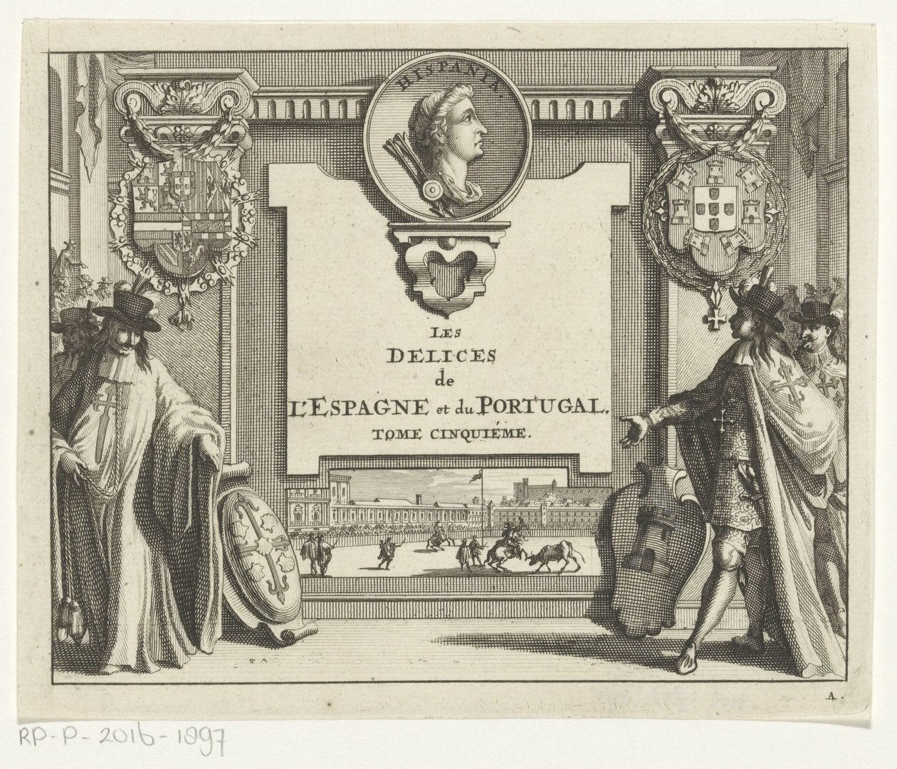 Knights of Spanish Orders with Coats of Arms (Title Page for: Juan Alvarez de Colmenar, Les Delices de l