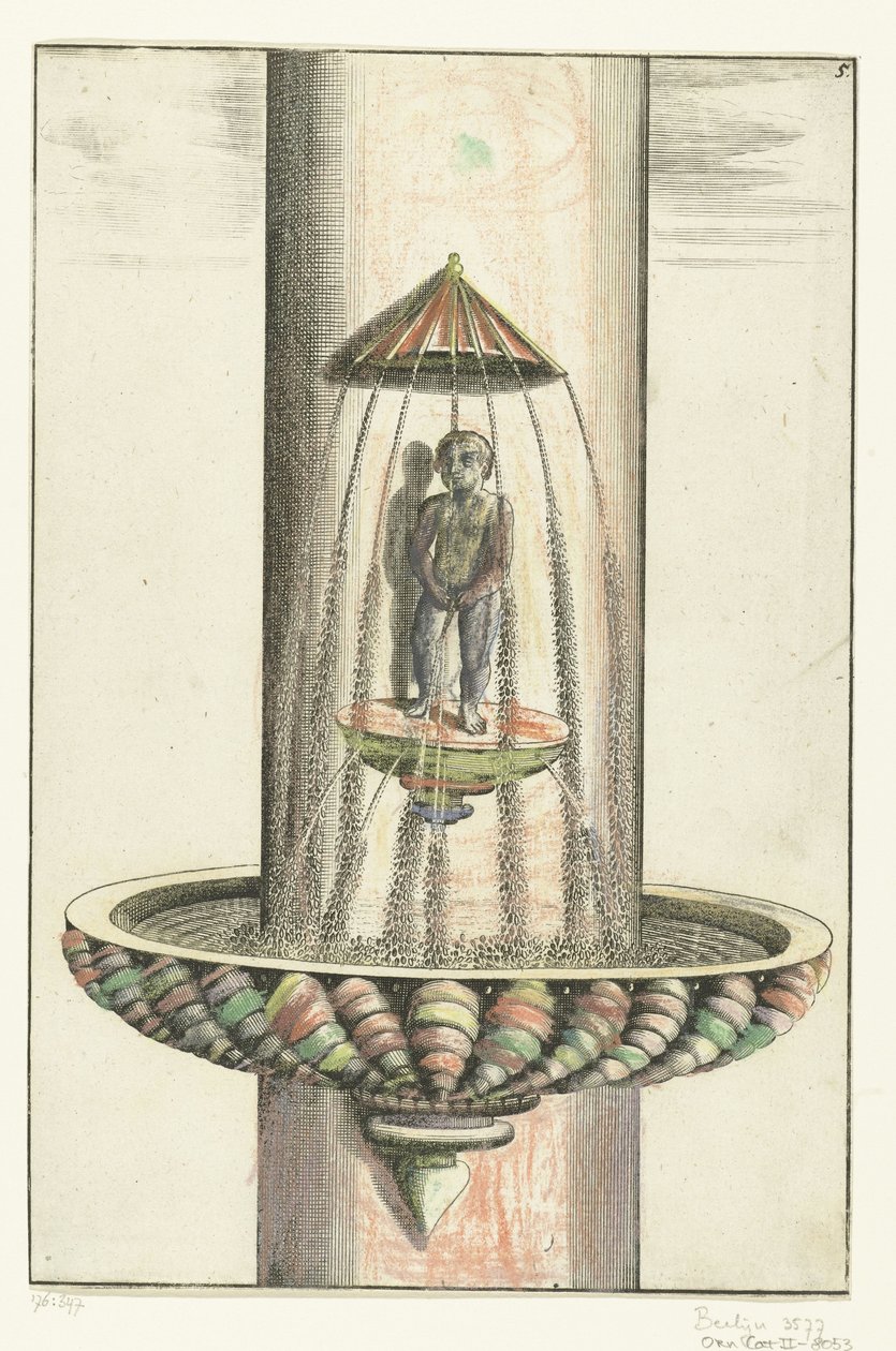 Round Basin with Putto, Architectura Curiosa Nova (series title) by Anonymous
