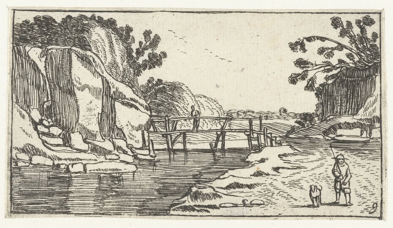 Rocky Landscape with Path Along River (Landscapes after Esaias van de Velde) by Anonymous